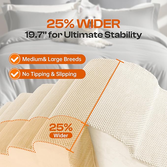 Replacement Cover for Miorun Extra Wide 5-Step Dog Stairs (Cover Only), Machine Washable, Anti-Slip, Fits Curved Dog Ramp for High Bed Up to 26", Beige