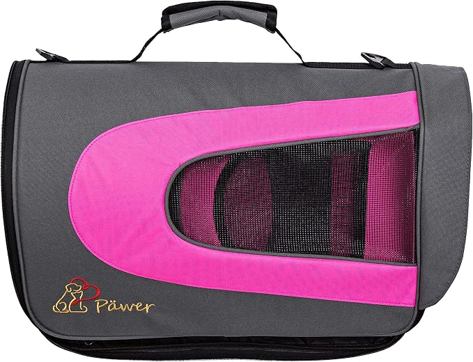 Pawer 18” x 11”x 11” Soft-Sided Foldable Airline Approved Pet Carrier for Cat, Puppy and Small Dog, Washable 600D Oxford Fabric, with Handle and Strap for Carry, Multiple Colors Available