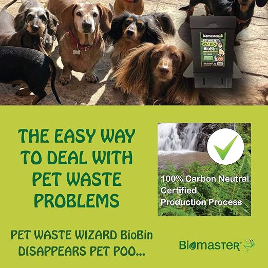 Biomaster Pet Waste Wizard BioBin Composter for Dog Poop - Outdoor Digester System with Enzyme Sachets - Disposal Unit 10"x18"