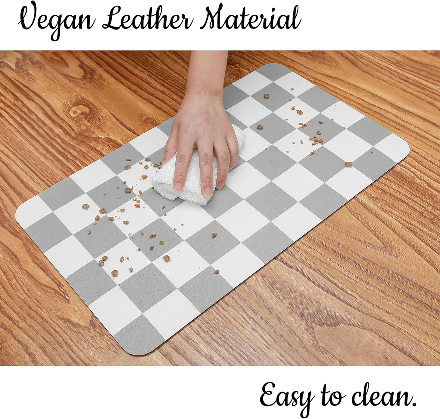 Ralxion Checkered Dog Feeding Mat, Absorbent Mats for Dog Food and Water Bowl, Dispenser, Retro Modern Aesthetic Preppy Grey Checkerboard Pet Placemat for Dogs, Cats, Puppy Accessories, 12" X19”