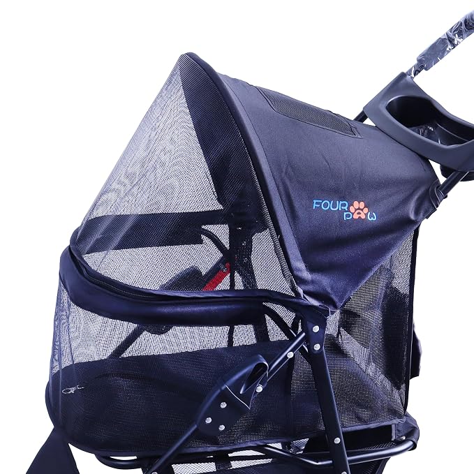 Full-Window pet Stroller 3 Wheels for Cats & Dogs, with Storage Basket,Cup Holder, Travel Puppy/Cats Stroller.
