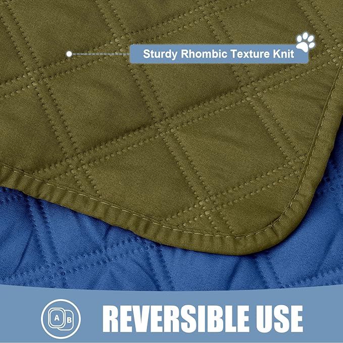 Smiry Waterproof Dog Bed Cover Pet Blanket, Soft Washable Dog Blanket for Furniture Bed Couch Sofa Reversible, Checkered (68"x82", Green/Navy)