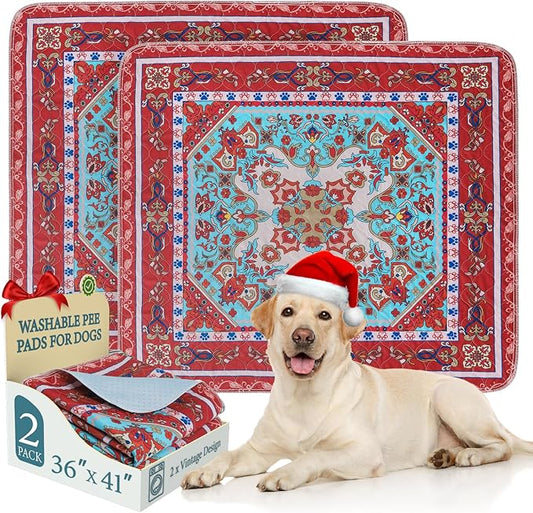 Homimp Washable Pee Pads for Dogs, 2 Pack Reusable Puppy Pads Waterproof, Absorbent and Leakproof Dog Pee Pads, Non Slip Puppy Training Pads, Pet Mat for Floor, Crate, Couch, Whelping,Brown, 36"x41"