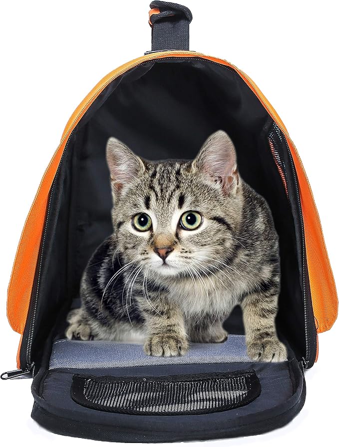 Pawer 18” x 11”x 11” Soft-Sided Foldable Airline Approved Pet Carrier for Cat, Puppy and Small Dog, Washable 600D Oxford Fabric, with Handle and Strap for Carry, Multiple Colors Available