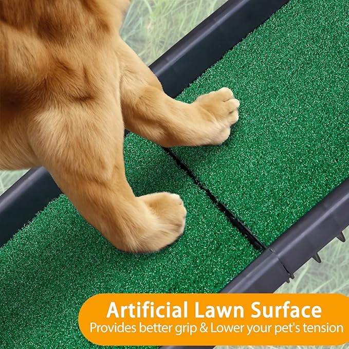 ZENY Dog Ramp for Car, 62inch Long Portable Dog Ramps for Large Dogs | with Non-Slip Poly Grass Surface Dog Car Ramp for SUV Car & Truck, Foldable Dog Ramp