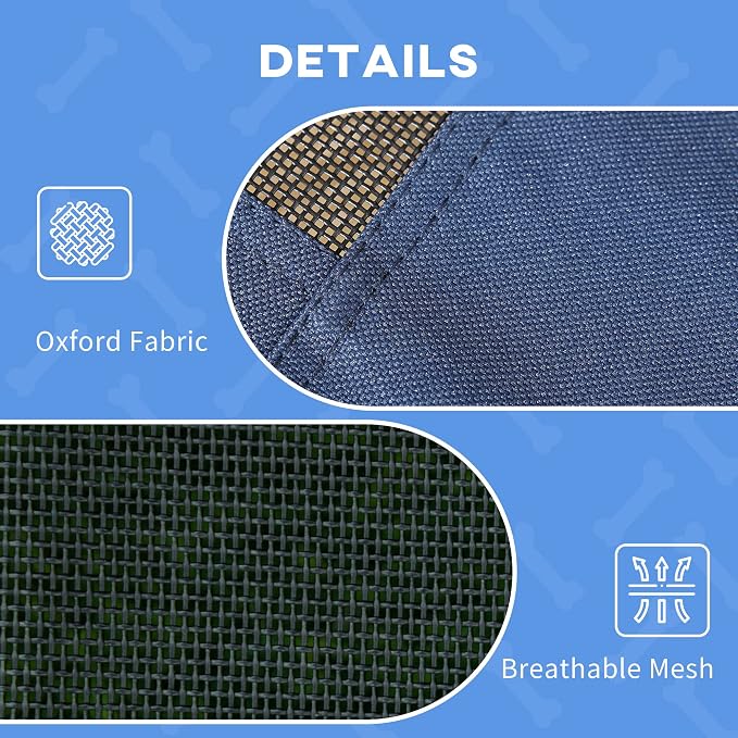 PawHut Elevated Dog Bed with Removable Canopy, Outdoor Dog Cot with UV Protection Canopy Shade, 30 inch Pet Bed for Camping, Dark Blue | Large Pet Bed, Outdoor Dog Cot, UV Protection Shade, Camping