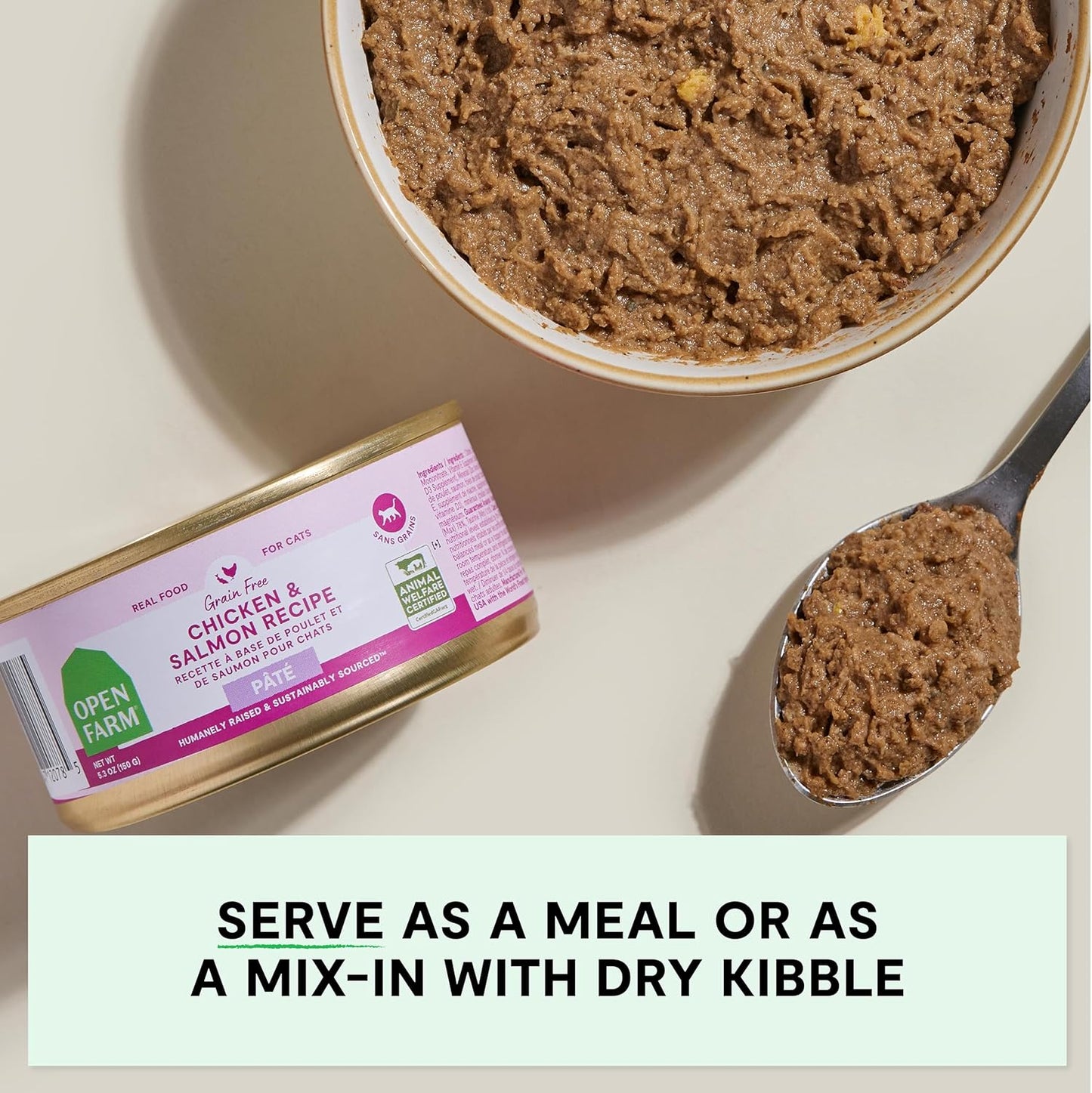 Open Farm Canned Cat Food, Paté for Complete & Balanced Nutrition, Grain-Free and Legume-Free Wet Cat Food, Chicken & Salmon Recipe, 5.3oz Cans (Case of 12)