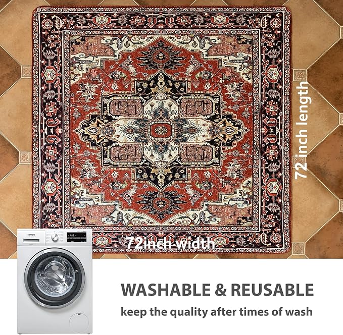 nunubaby Washable Pee Pads for Dogs, Stylish, Non-Slip and Leak-Proof Pee Pads. Reusable Potty Pads for Dogs for Crates and Floors.(Red/Rect, 72" x72" )