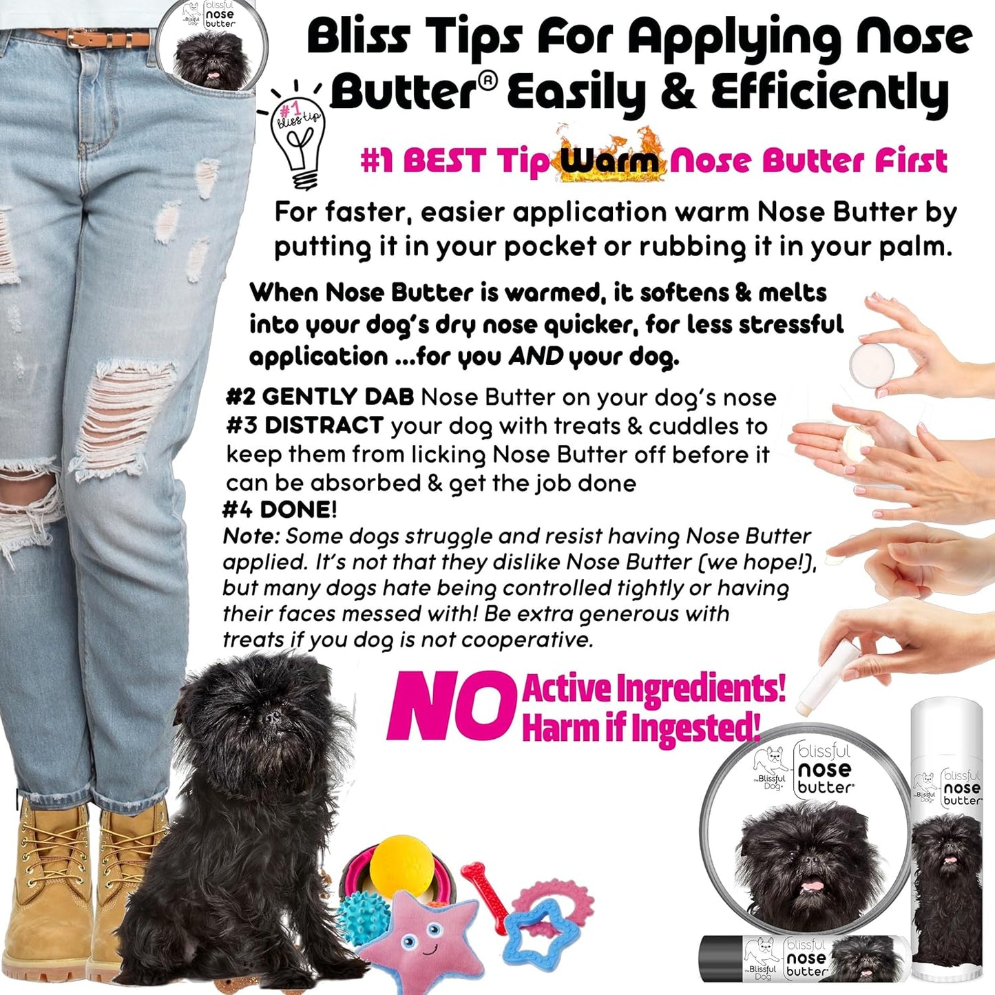 The Blissful Dog Affenpinscher Nose Butter for Dry, Cracked Skin, Lick-Safe Dog Nose Balm with Moisturizing Shea Butter, Almond, Olive, and Essential Oils, Pet Supplies, Uncented, 2 oz.