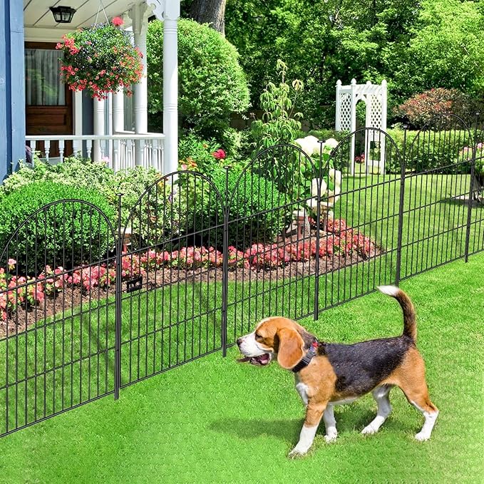 Adavin Tall Garden Fence Animal Barrier with Gate,32 in(H) 24 Panels Dog Fence Outdoor for Yard,Total 52.5 Ft Garden Fencing, No Dig Fences for Dogs and Rabbits, Temporary Ground Stakes