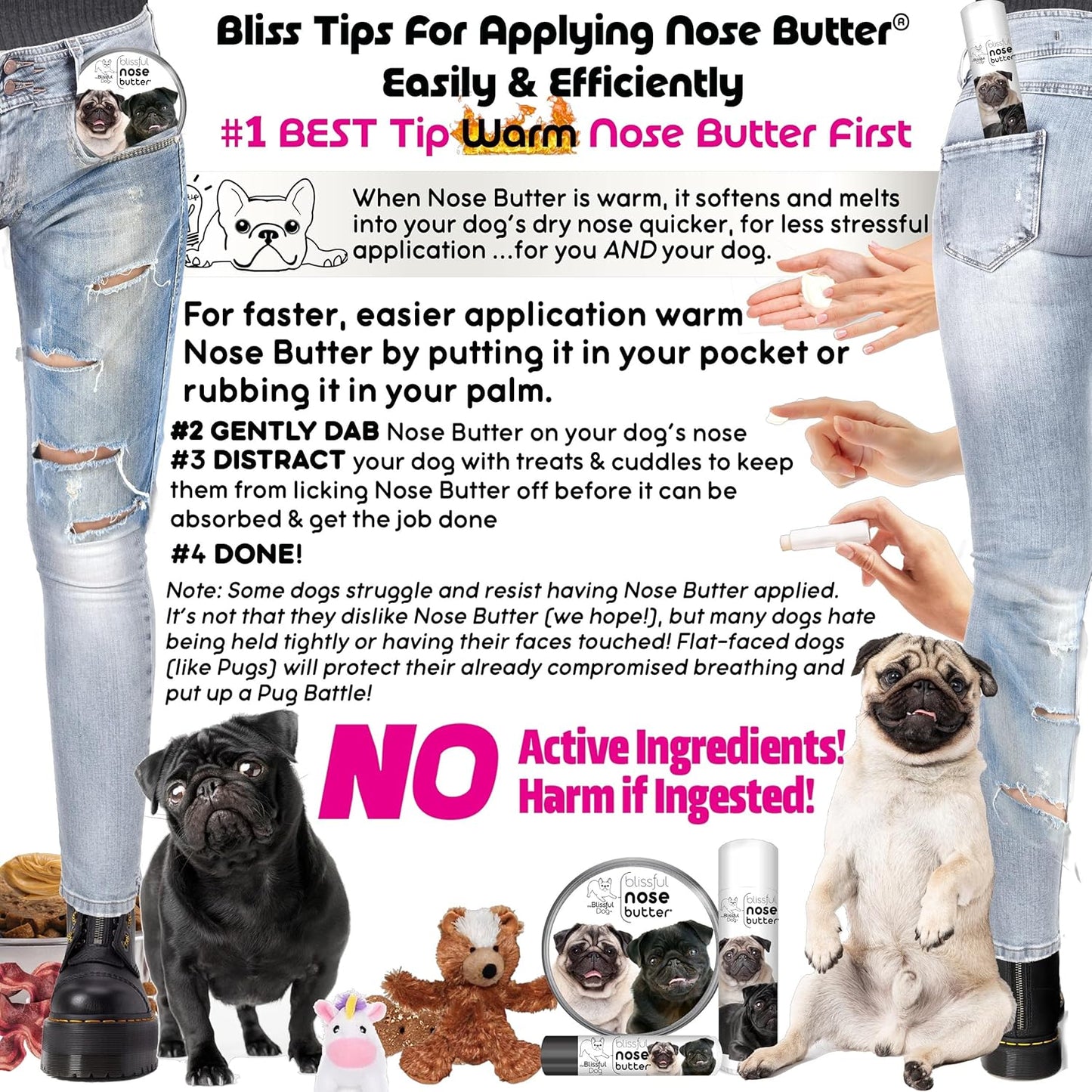The Blissful Dog Black Pug Nose Butter, Versatile Dog Nose Balm for Dry Nose, Handcrafted Nose Moisturizer, Easy-to-Apply Dog Essentials, Unscented, 1 oz.