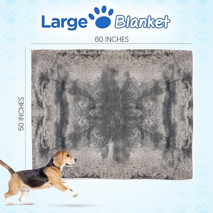 PupProtector Waterproof Throw Blanket for Dogs and Cats, Pet Blanket Cover for Couches, Sofas, Beds, Car Seats, Furniture, Calming Soft Faux Fur, Dark Grey, Original (60" L x 50" W)