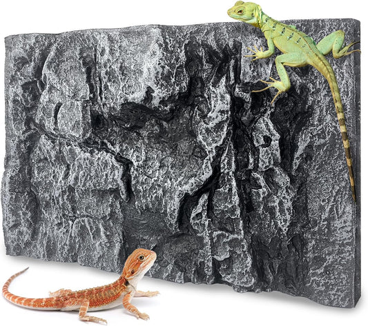 17.7x11.8in Rock Terrarium Background,3D Reptile Tank Background Board,Amphibian Stereo Backdrop Wall,Lizard Snake Gecko Spider Turtle Fish pet silo Background Decorative Panel(Grey)