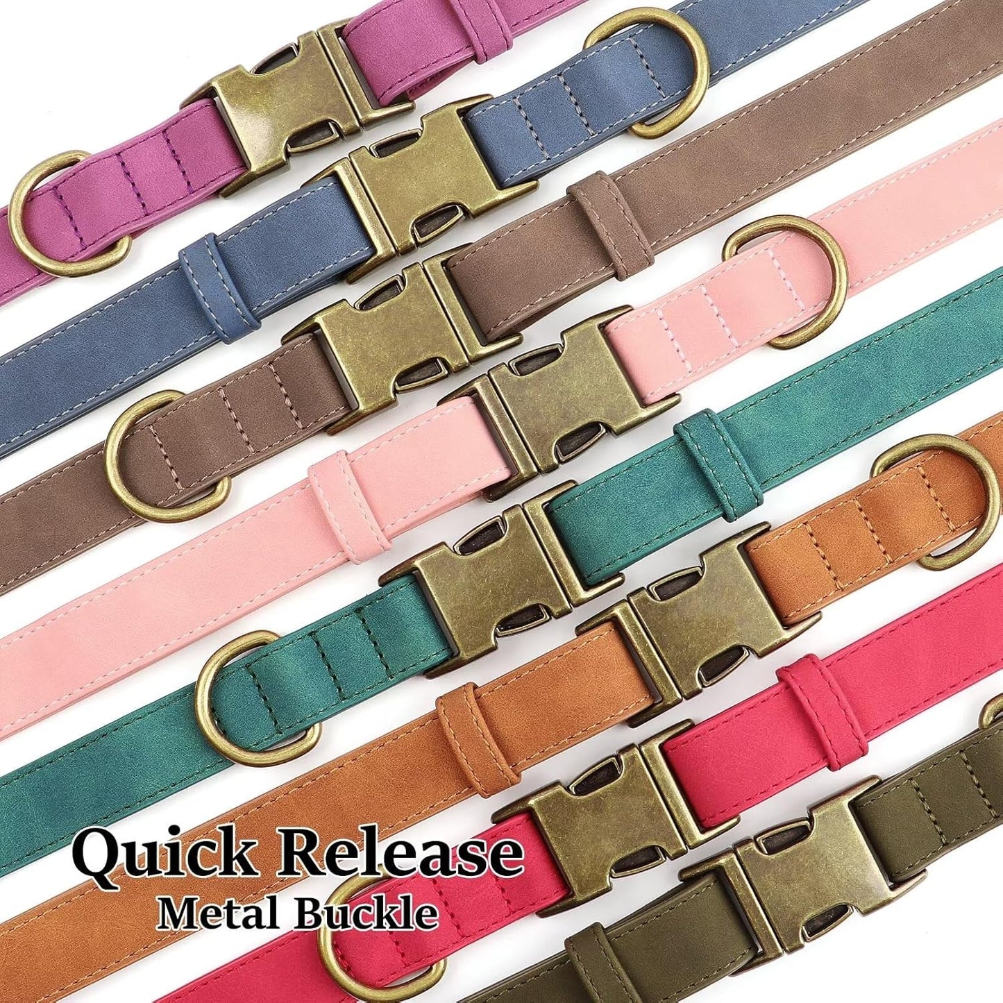 Didog Soft Leather Dog Collar, Durable Heavy Duty Dog Collars with Quick Release Metal Buckle, Adjustable Dog Collar Leather for Medium Small Dogs, Blue, M