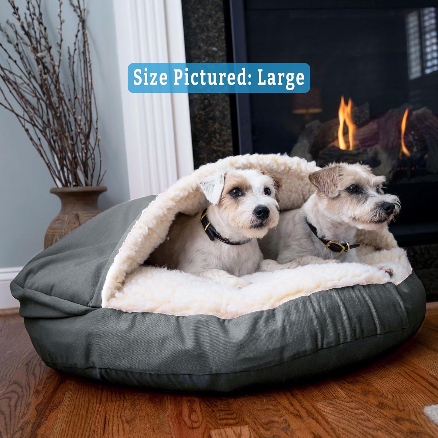 Snoozer Luxury Cozy Cave Dog Bed - Indoor Dog Bed with Cover Cave, Covered Calming Burrow for Small Sized Pets with Blanket Attached, Enclosed, Washable - Small, Anthracite