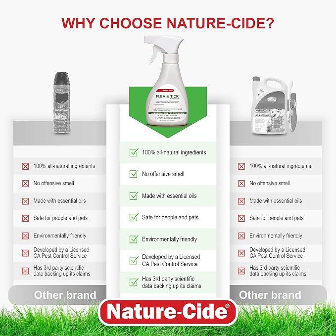 Nature-Cide Flea & Tick. All Natural Tick and Flea Spray for House and Pets to Keep Your Home Safe. Kills on Contact. No Strong Odor. 8 oz