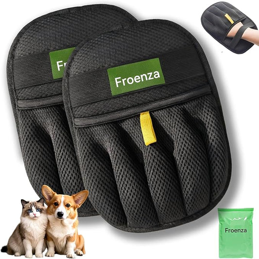 2PCS Pet Hair Removal Glove for Dogs & Cats- Upgraded 10mm Thickened Electrostatic Magic Brush- Pet Hair Remover Glove for Couch, Furniture, Clothes, Car & Carpet, Reusable Pet Hair Removal Tool