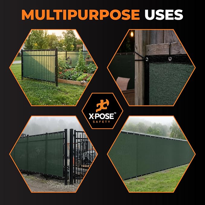 Xpose Safety Privacy Fence Screen 8’ x 50’ (24 Pack) – Heavy Duty Green Mesh with 90% Visibility Block, UV Protection – for Garden, Yard, Nursery, Kennel, Dog Run, Greenhouse