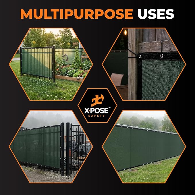 Xpose Safety Privacy Fence Screen 5’ x 50’ (12 Pack) – Heavy Duty Green Mesh with 90% Visibility Block, UV Protection – for Garden, Yard, Nursery, Kennel, Dog Run, Greenhouse