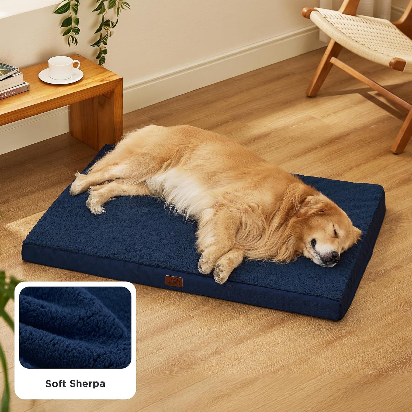 Bedsure XL Dog Beds Large Sized Dog -Orthopedic Flat Extra Large Pet Beds with Removable Washable Cover, Egg Crate Foam Mat, Suitable for Pet Up to 100 lbs