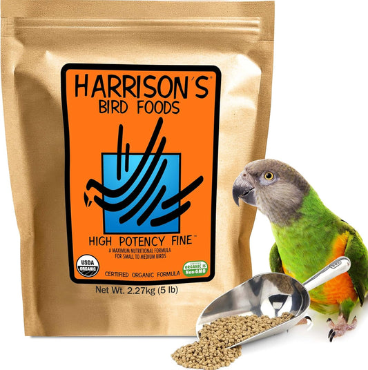 Harrison's Bird Foods High Potency Maximum Nutritional Formula for Small to Medium Birds, Certified Organic Non-GMO Pet Bird Food, Vet-Developed, Suitable for All Life Stages, 2.27 kg/ 5 lb