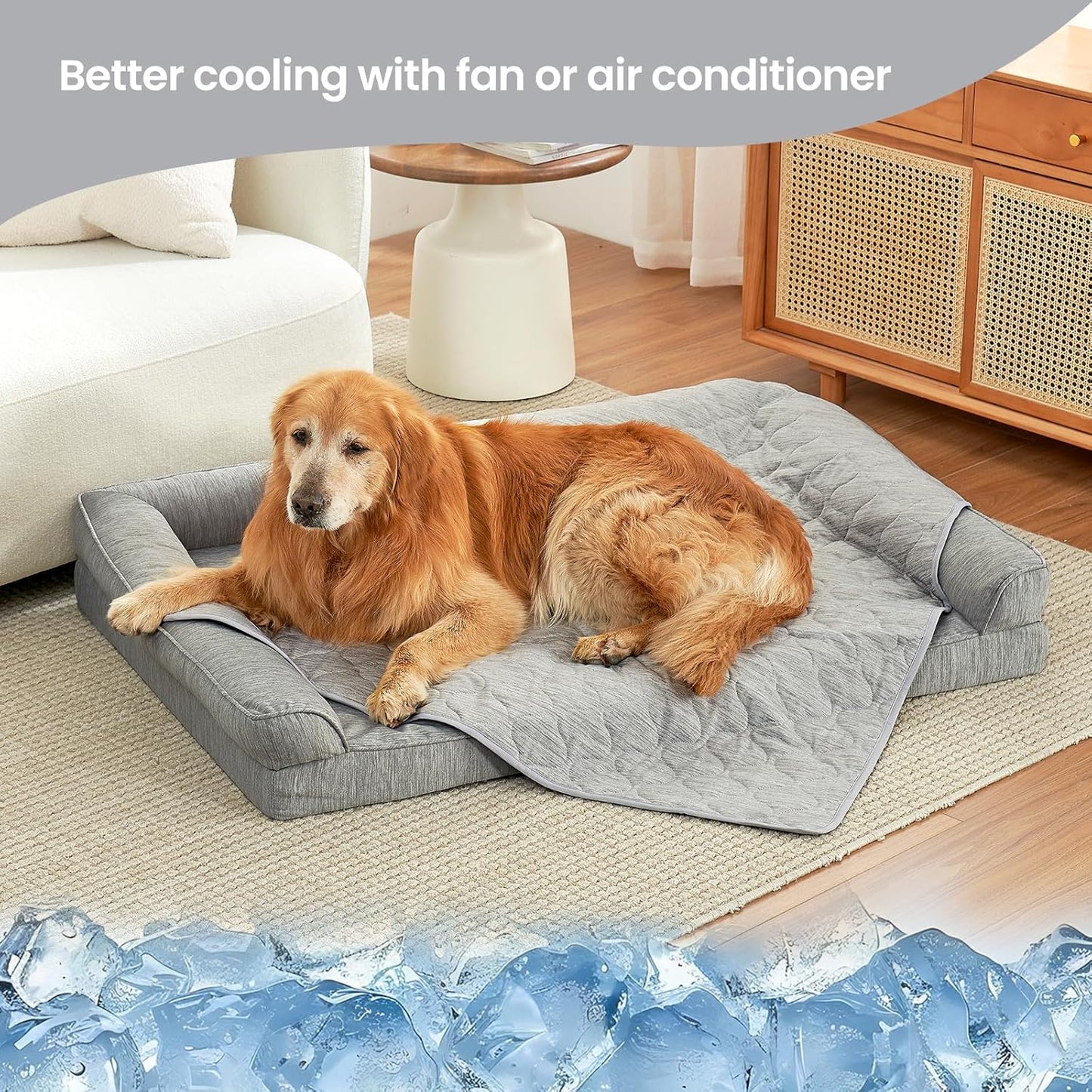 Cozy Bliss Leakproof Cooling Blanket for Medium Dogs – Q-Max>0.4, Durable & Washable Dog Cooling Mat for Hot Weather, Soft Pet Throw & Couch Protector for Dogs & Cats, 30x40 Inch, Heather Silver Grey