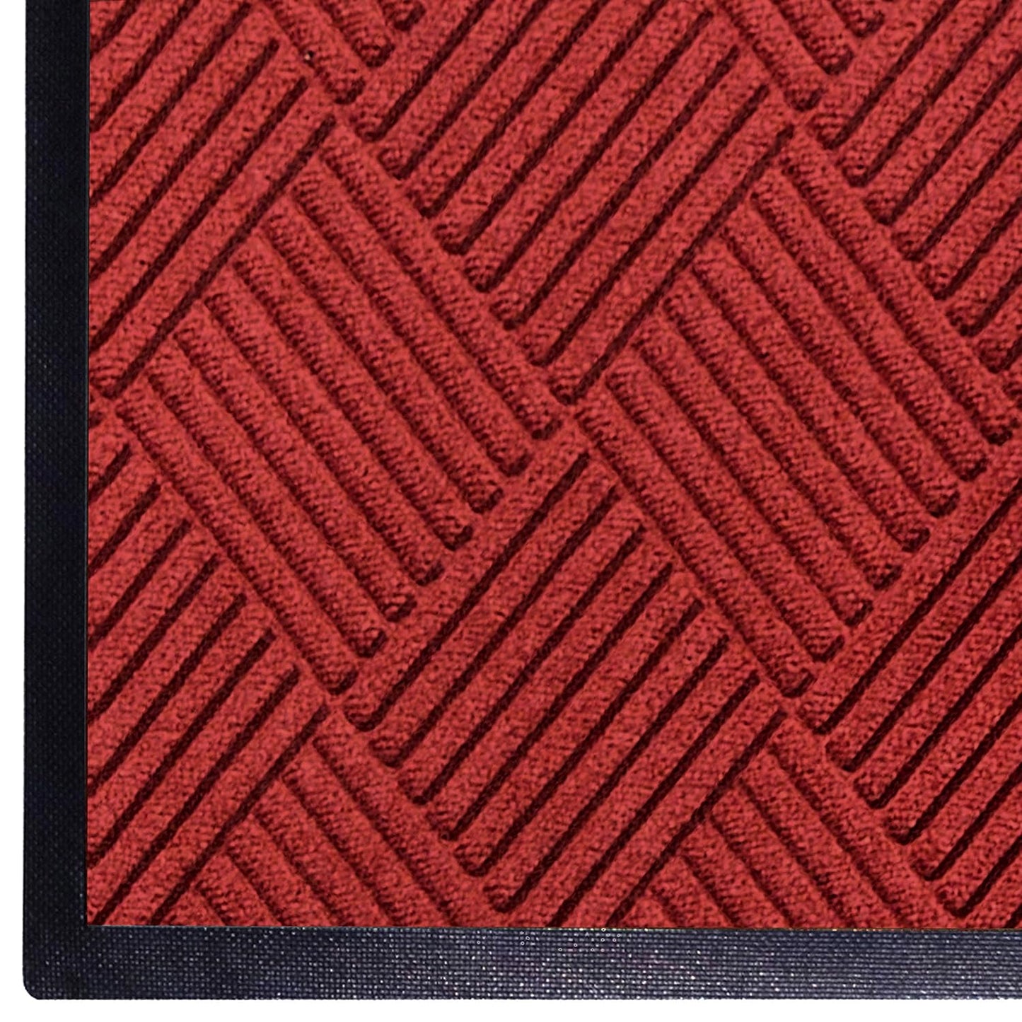 M+A Matting WaterHog Diamond | Commercial-Grade Entrance Mat with Rubber Border – Indoor/Outdoor, Quick Drying, Stain Resistant Door Mat (Solid Red, 3' x 8')