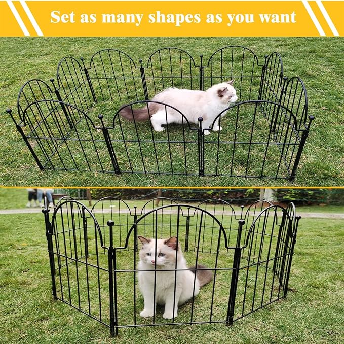 Blingluck Garden Fence, 22 in(H) x 10.83 ft(L) Arched Rustproof Metal No Dig Fence Garden Fence Border, Ground Stake Animal Barrier Fence for Rabbit Dog, Outdoor Decor for Yard & Patio