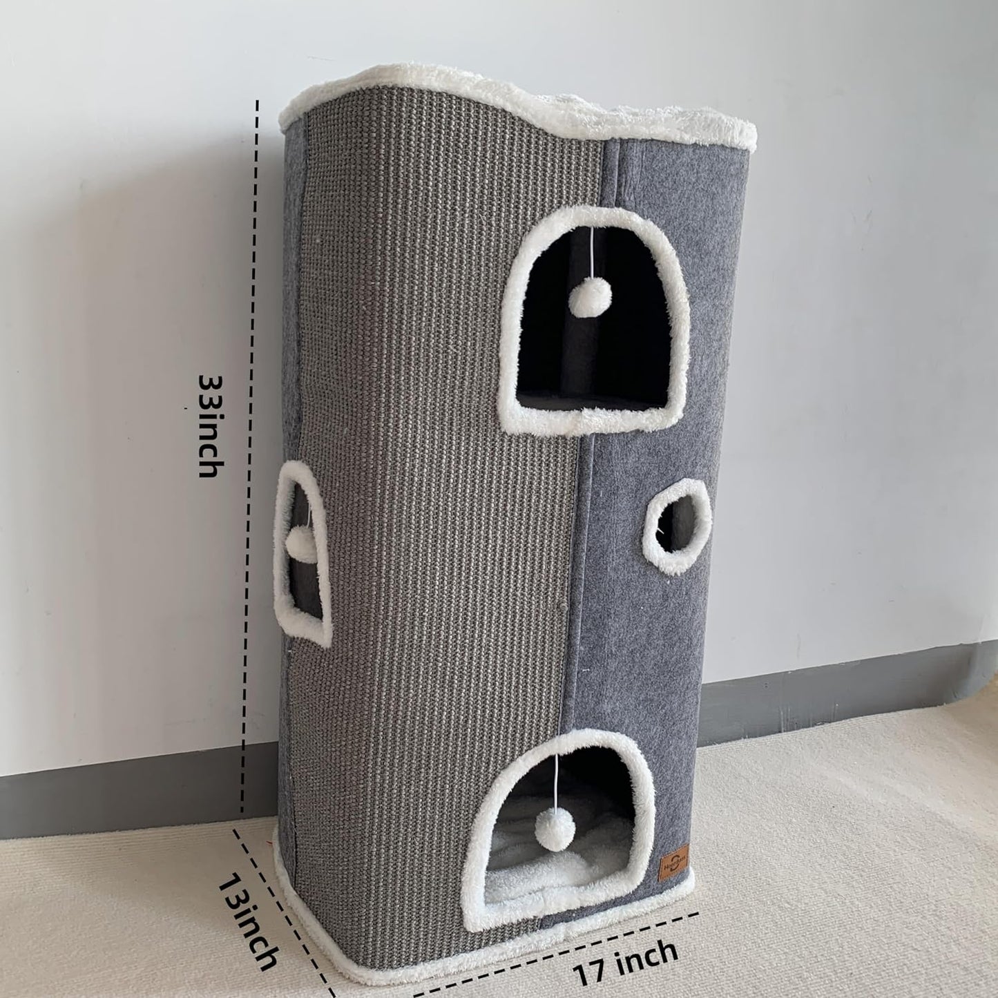 4-Level Cat House for Indoor Cats,Covered Cat Beds and Furniture with Scratch Pad,Hideaway Cave &Cushions,Modern Cat Tower Condo for Multi Small Pet and Large Cats Green
