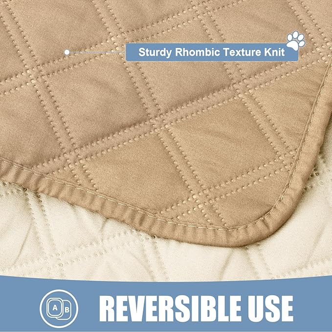 Smiry Waterproof Dog Bed Cover Pet Blanket, Soft Washable Dog Blanket for Furniture Bed Couch Sofa Reversible, Checkered (40"x50", Camel/Beige)