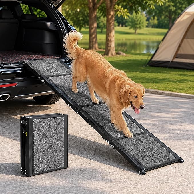 Dog Ramp for Car SUV & Truck, Portable Dog Ramps for Large Dogs | 63" Long & 17.3" Wide, Non-Slip Rug Surface, Dog Car Ramp Up to 250LBS