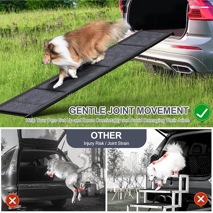 Dog Ramp for Cars 71" L × 17.2" W, Extra-Long Foldable Ramp | Dog Ramps for Large Dogs, Non-Slip Rug Surface for a Gentler Climb, 270 lbs Capacity, Easy to Carry & Store, Fits SUV/Truck