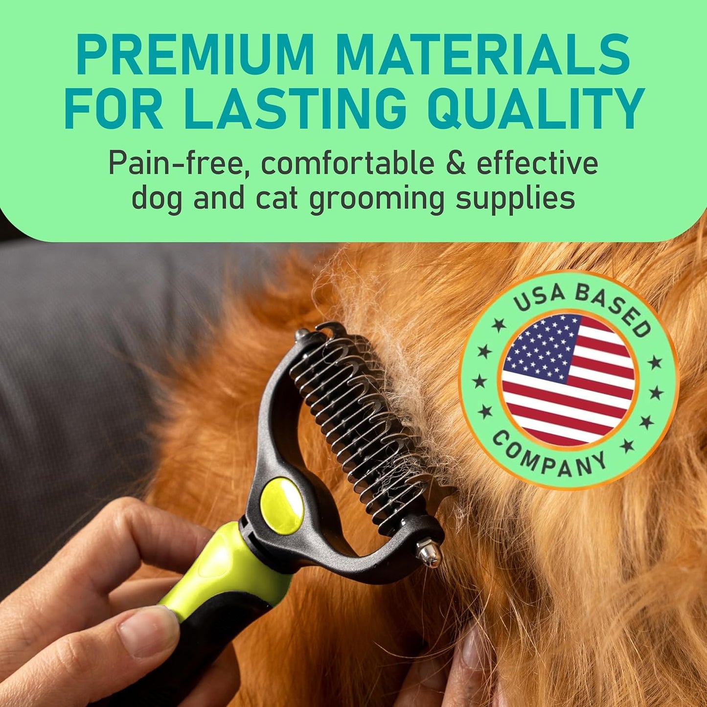 Maxpower Planet Pet Grooming Brush - Double Sided Shedding, Dematting Undercoat Rake for Dogs and Cats - Extra Wide Dog Grooming Brush - Yellow
