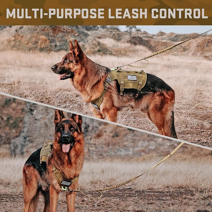 Forestpaw Tactical Dog Harness Pouches and Patches Set,M,Brown | Adjustable Fits 22-35" Chest,30-80 lbs,No Pull Military Style Service Dog Vest for Daily Walking Training,Medium Dogs