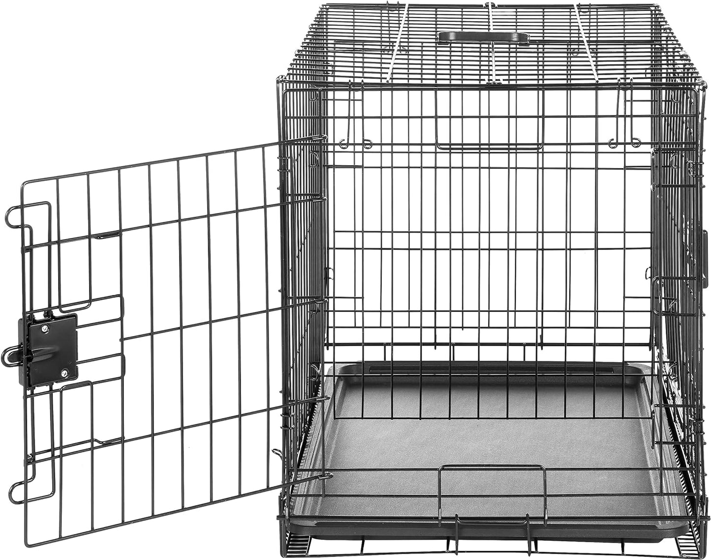 Amazon Basics Durable,Foldable Metal Wire Dog Crate with Tray, Double Door, 30 x 19 x 21 in, Black