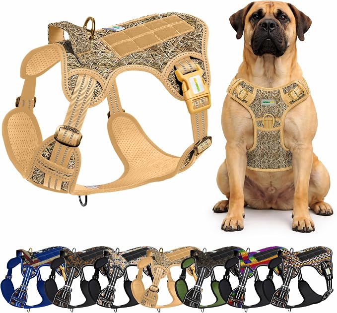Homapet. Tactical Dog Harness with Dual Leash Attachment Points, Adjustable and Reflective Military Grade Dog Vest with Comfort Control Handle (Duck Hunt-XXL)