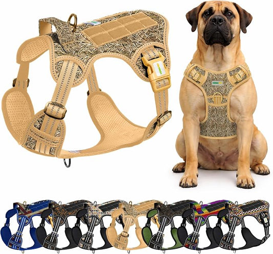 Homapet. Tactical Dog Harness with Dual Leash Attachment Points, Adjustable and Reflective Military Grade Dog Vest with Comfort Control Handle (Duck Hunt-M)