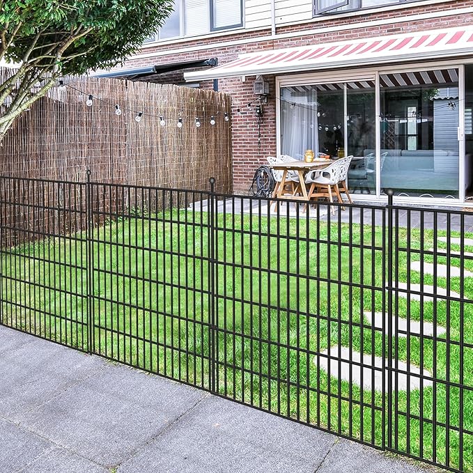 Toolterritary 15 Panels No Dig Garden Fence, 32 in(H) X36.3 ft(L) Metal Fence Panels, Thickened Rustproof Garden Fencing, Animal Barrier Fence for Dogs, Rabbits, and Patio
