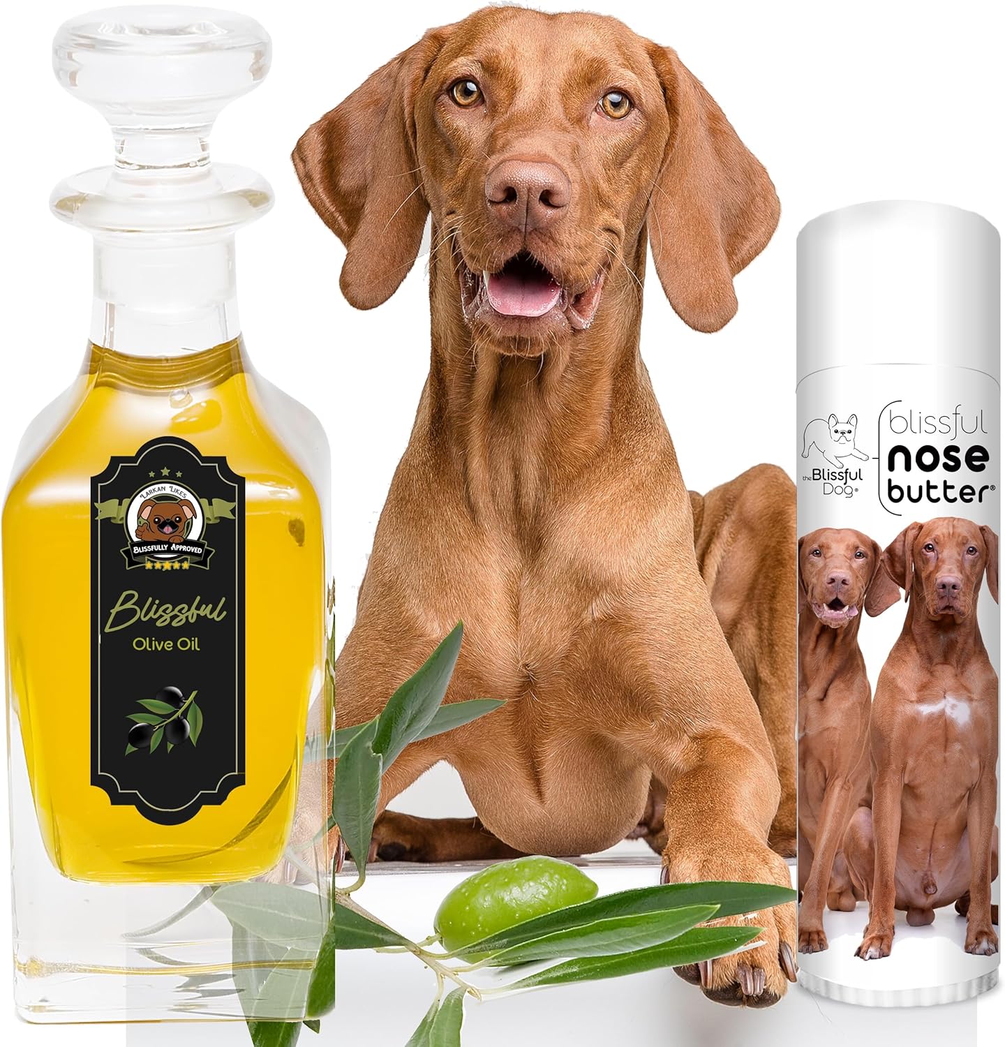 The Blissful Dog Vizsla Nose Butter for Dry, Cracked Skin, Lick-Safe Dog Nose Balm with Moisturizing Shea Butter, Almond, Olive, and Essential Oils, Pet Supplies, Uncented, 0.50 oz.