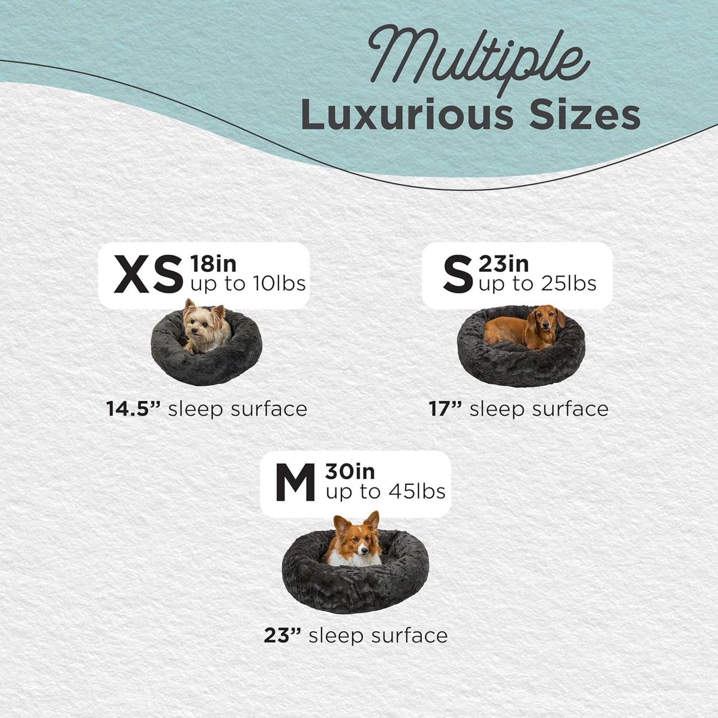 Best Friends by Sheri Original Calming Donut Dog and Cat Bed, Lux Faux Fur, Mink Dark Gray, (30in x 30in) - Anxiety Relief for Pets Up to 45 lbs