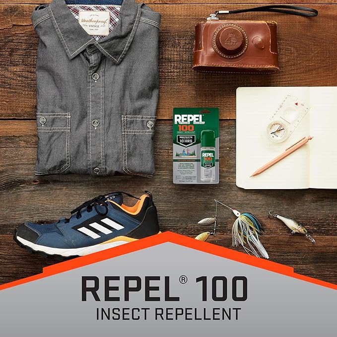 Repel 100 Insect Repellent, 1 Ounce, With DEET, 10-Hour Protection Long-Lasting Insect Repellent Travel Pump Spray Repels Mosquitoes, Ticks, Gnats, Biting Flies, Chiggers And Fleas