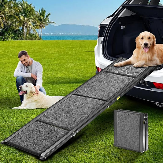 Dog Ramp for Large Dogs, Portable Pet Ramp for SUV Car & Truck | 63" Long & 17.3" Wide, Non-slip Surface, Supports 250 lbs, Foldable Outdoor Pet Ramp