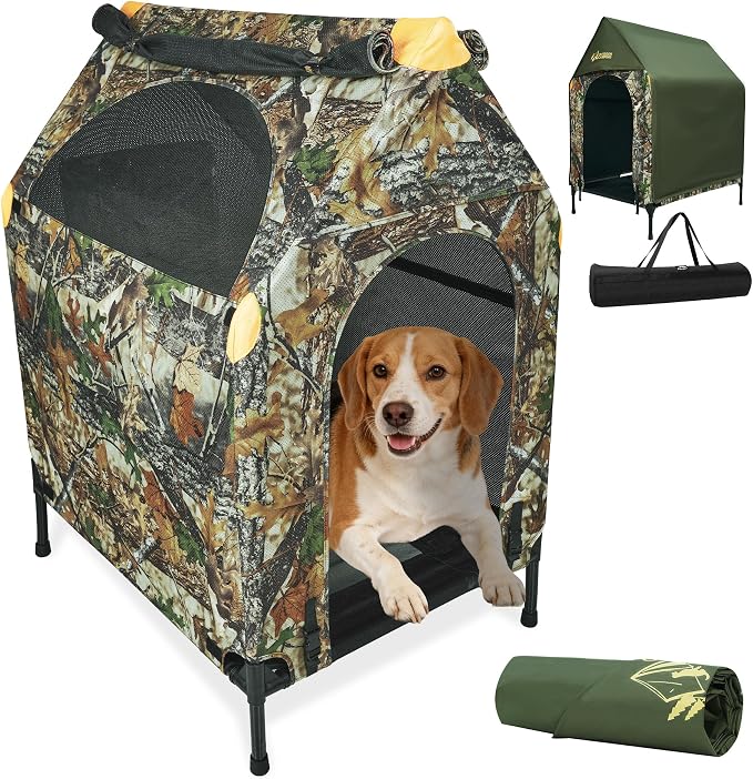 Large Dog House Outdoor - Weatherproof 2-in-1 Elevated Dog Bed Tent, Size S | 2-in-1 Elevated Dog Bed Tent, Weatherproof, Extra Large Dog House, Outdoor, Indoor