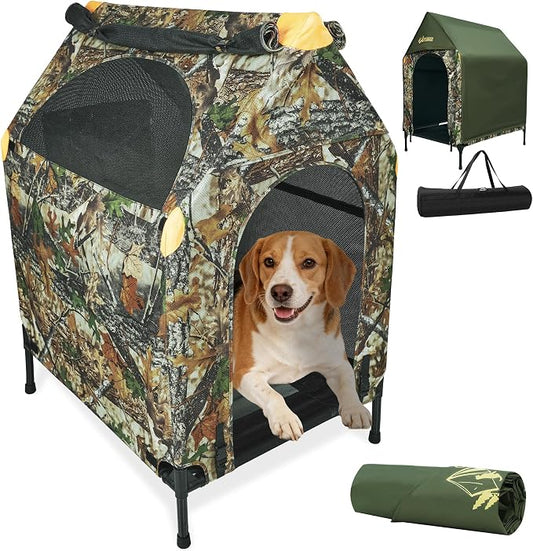 Large Dog House Outdoor - Weatherproof 2-in-1 Elevated Dog Bed Tent, Size S | 2-in-1 Elevated Dog Bed Tent, Weatherproof, Extra Large Dog House, Outdoor, Indoor