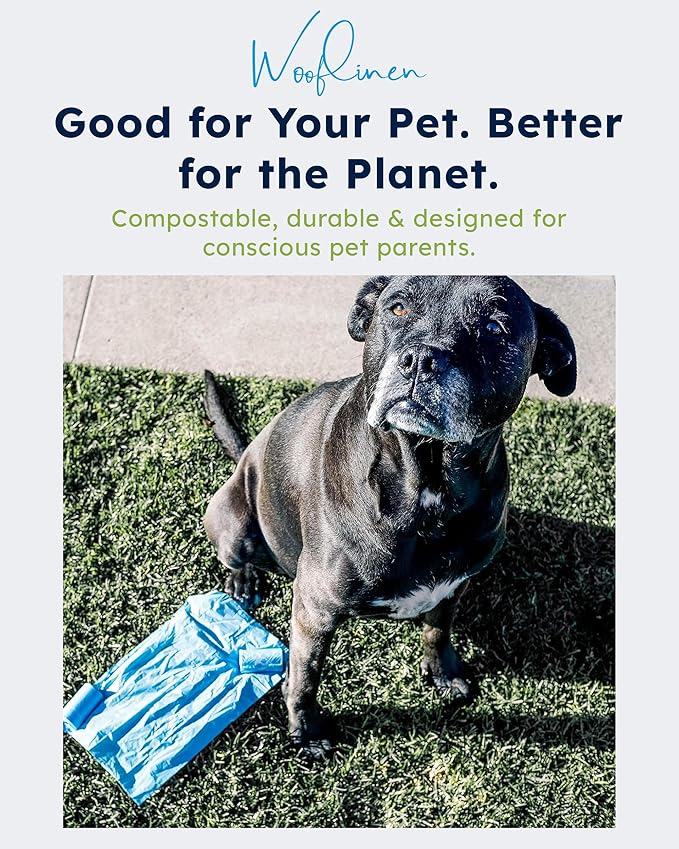 Wooflinen Unscented Dog Poop Bags – Leak-Proof Dog Poop Bags Rolls – Large 9x13”, Durable, Easy Tear – Made from Plant-Based Materials – For Big & Small Dogs – 240 Bags (16 Rolls)