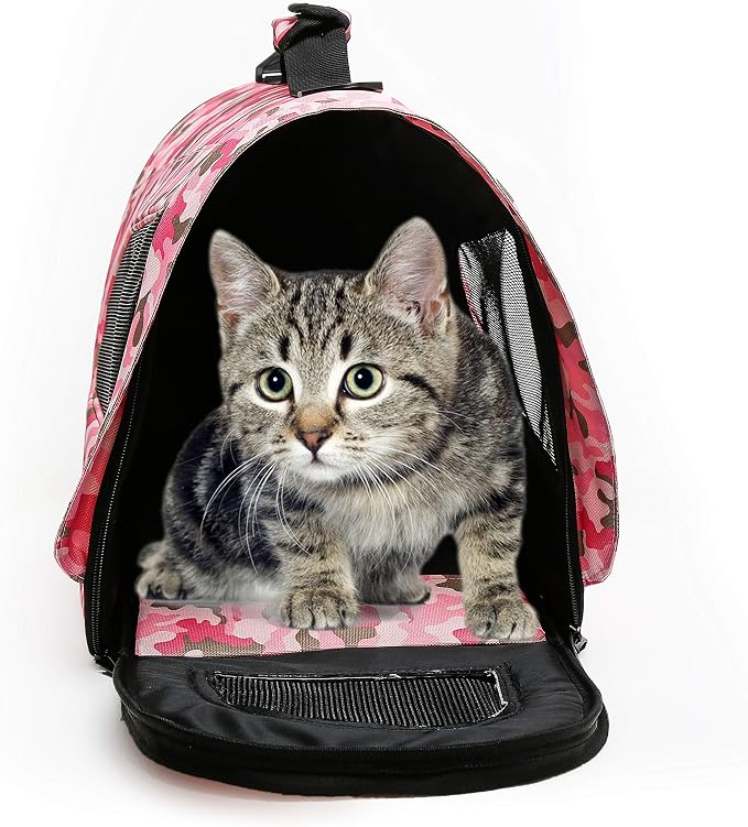 Pawer 18” x 11”x 11” Soft-Sided Foldable Airline Approved Pet Carrier for Cat, Puppy and Small Dog, Washable 600D Oxford Fabric, with Handle and Strap for Carry, Multiple Colors Available