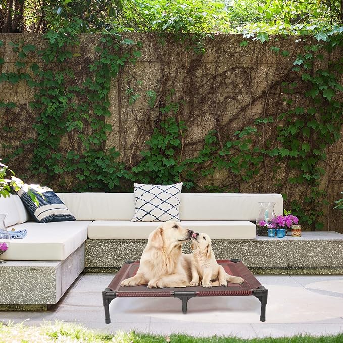 Elevated Dogs Bed Waterproof Outdoor, Portable Raised Dog Cot, Dog Beds Off the Floor, Dog Beds Easy Clean Indoor or Outdoor Use, Large, Red