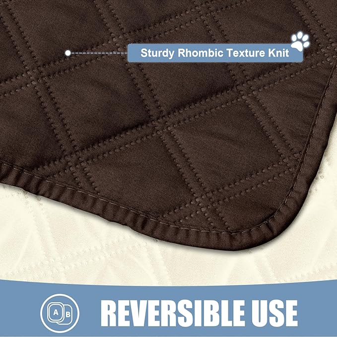 Smiry Waterproof Dog Bed Cover Pet Blanket, Soft Washable Dog Blanket for Furniture Bed Couch Sofa Reversible, Checkered (30"x70", Chocolate/Beige)