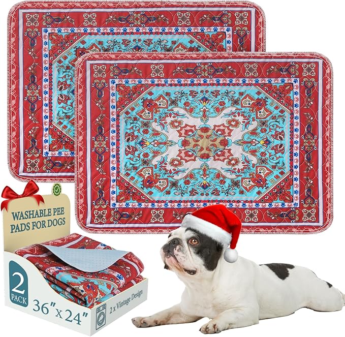 Homimp Washable Pee Pads for Dogs, 2 Pack Reusable Puppy Pads Waterproof, Absorbent and Leakproof Dog Pee Pads, Non Slip Puppy Training Pads, Pet Mat for Floor, Crate, Couch, Whelping,Brown, 24"x36"