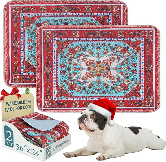 Homimp Washable Pee Pads for Dogs, 2 Pack Reusable Puppy Pads Waterproof, Absorbent and Leakproof Dog Pee Pads, Non Slip Puppy Training Pads, Pet Mat for Floor, Crate, Couch, Whelping,Brown, 24"x36"